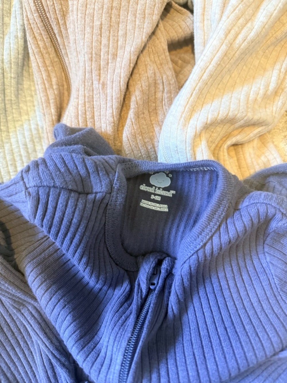 organic cotton Ribbed Zip-Front Kids Top - Blue - Picture 4 of 4